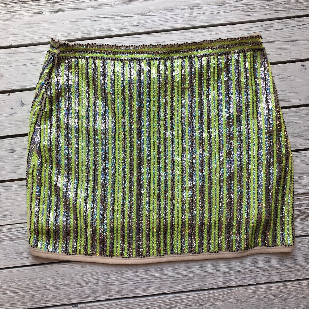 English Rose Neon Glitter Mini Skirt Size S NWT